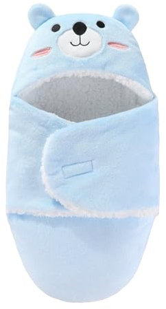 Baby Swaddle Decke Warme Kapuzendecke, Neugeborenes Baby Schlafsack Fleece Niedliche Bärenform Winter Einschlagdecke für 0–3 Monate