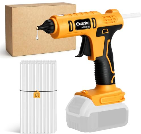 Ecarke Cordless Glue Gun for De Walt 20V Lithium Battery Cordless Hot Sol Glue Gun Great for Repair Crafts DIY (with 20pcs 11mm Glue Sticks)