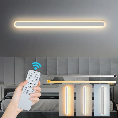 ZTWLEED LED Wandleuchte Innen 80CM/28W Wandlampe mit Fernbedienung | Dimmbar 10-100%,3000K-6000K, Lange Wandleuchte für Schlafzimmer Wohnzimmer Korridor Treppenhaus,110-240V,Weiß
