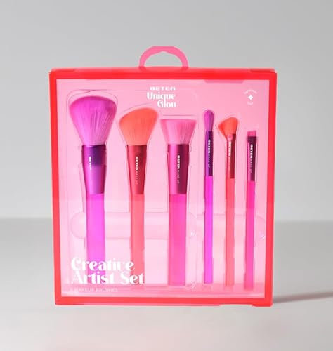 Beter - Glow Collection Lot de 6 pinceaux de maquillage pour le visage et les yeux, pour poudre, fond de teint, fard à joues et fards à paupières, idéal pour les cadeaux, Noël