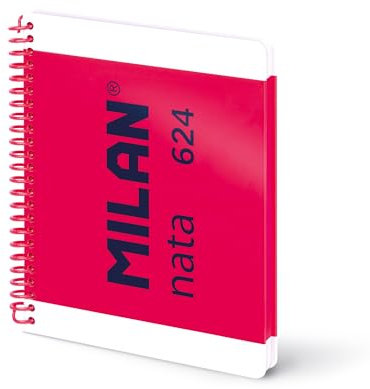 MILAN® Cuaderno A5 con espiral y tapa dura, papel pautado a líneas, 80 hojas de 95 gr/m², colección nata®, rosa
