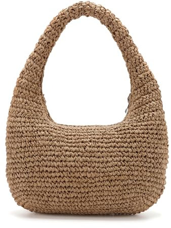 Bolso de media luna y bolsa de dumpling para mujer, Caqui, 16 x 10 x 0.78 inches