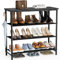 HOMIDEC Schuhregal,4-Ebenen Schuhablage mit Holzbrett als oberstes Regal,Schuhaufbewahrung für 12-16 Paar Schuhe und Stiefel,Ablagen aus Vliesstoff schuhregal platzsparend geeignet(Schwarz)