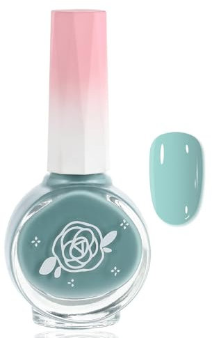 Blue Green Nail Polish - Quick Dry Light Blue Nail Varnish for Women & Girls - 60 Seconds Quick Drying, Long Lasting, Streak Free, Shiny Finish, No UV Lamp Needed, DIY Manicure at Home