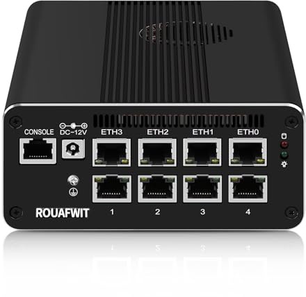 ROUAFWIT Micro Firewall Mini PC 13th Gen U300E, DDR5 0GB RAM 0GB SSD Router Appliance Computer, 8 x 2.5Gbe i226-V Lan, CONSOLE COM, Type-C, TF