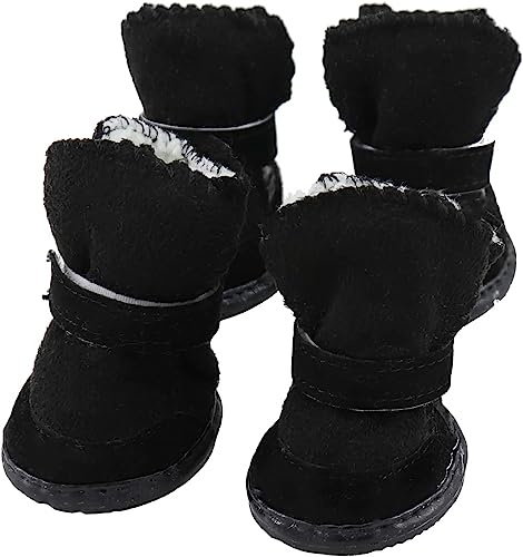 4 Stück Kleine Schuhe für Hunde Winter Innenfutter aus Plüsch Hundeschuhe Pfotenschutz Winter Hundeschuhe rutschfest und Warm Geeignet für Kleine Hunde und Katzen Outdoor-Aktivitäten (Größe 3)