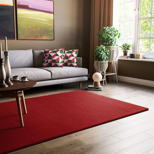 Steffensmeier Gabbeh Teppich Jaipur | 100% Schurwolle | Wohnzimmer | Schlafzimmer | Handtuft | Rot | 200x250 cm