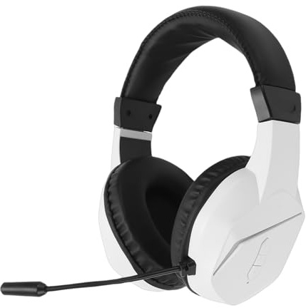 RGB Light Wireless Gaming Headphone with Noise Canceling Mic and Stable Connection, Compatibility with PC, Fit for Skype & Meet (White)