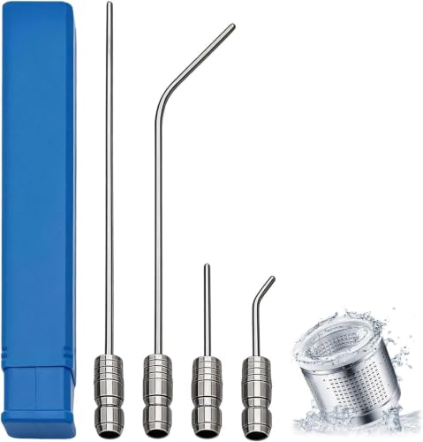 4Pack Pressure Washer Nozzles Accessories, Pressure Washer Extension Wand with 1/4 Quick Connect, Heavy Duty Hose Washer Spray Nozzle Kit with Straight Curved Needles, for Washing Machine AC Cleaning