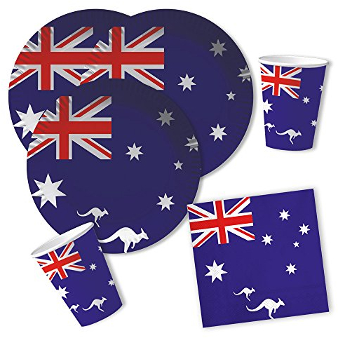 DH-Konzept 40-teiliges Party-Set Australien - Teller Becher Servietten für 10 Personen