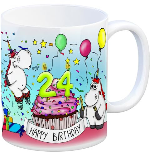 Honeycorns Tasse zum 24. Geburtstag mit Muffin und Einhorn Party