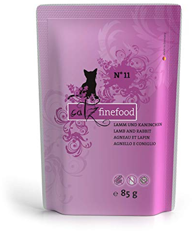catz finefood N° 11 Lamm & Kaninchen Feinkost Katzenfutter nass, verfeinert mit Cranberries & Karotte, 8 x 85g Beutel
