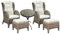 Luxus Rattan Set 2 Stück Relaxsessel Korbsessel Rattansessel mit Hocker Ohrensessel mit Fußhocker aus Rattan, inkl. Polster in beige und 1 Stück Mosaiktisch