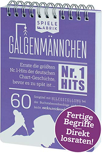 Musik Spiel GALGENMÄNNCHEN | Rate 60 Nr. 1- Hits | Spiele-Klassiker 2.0 | Geschenk für Fans von Musik & Pop | Reisespiel | Partyspiel | Wichteln | A6-Block im Abreißkalender- Format