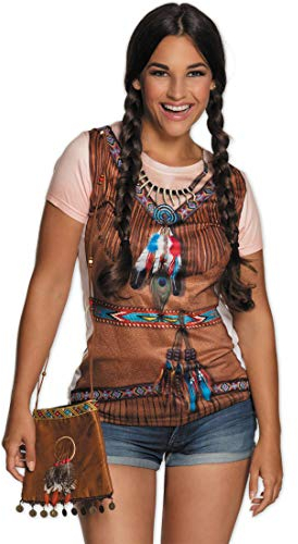 NET TOYS Indianer-Tasche mit Federschmuck | 21 cm in braun | Originelles Damen-Kostüm-Zubehör Umhängetasche Squaw | Perfekt geeignet für Fasching & Karneval