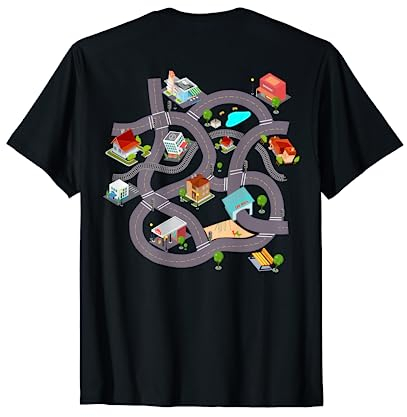 Spielteppich Spielstraße T-Shirt Stadt Straßenteppich Grafik T-Shirt