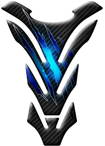 PARASERBATOIO ADESIVO RESINATO 3D CARBON SCRATCH COMPATIBILE PER MOTO HONDA KAWASAKI APRILIA DUCATI CAGIVA YAMAHA PE(N) (Blue)