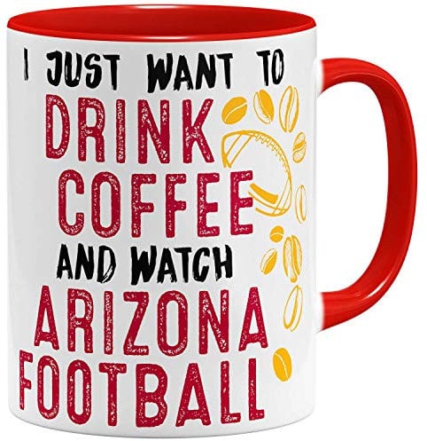OM3® - Arizona-Coffee - Tasse | Keramik Becher | American Football Mug | 11oz 325ml | Beidseitig Bedruckt | Rot