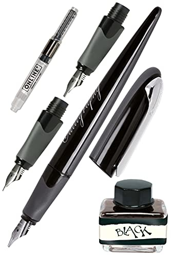 Online 10030 Calligraphy Set Air Calligraphy Fountain Pen with Converter, Wide Calligraphy Nibs in Various Line Widths Ink Glass Black Calligraphy Fountain Pen in Gift Box