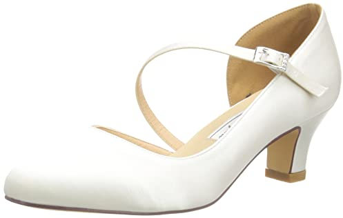 Duosheng & Elegant HC2002 Scarpe Sposa Donna Chiuse Raso Tacco Medio Strappy Scarpe da Sposa Avorio 41