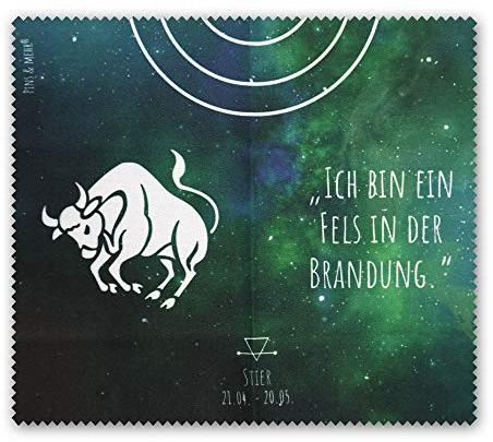 Brillenputztuch Sternzeichen STIER (21.04.-20.05.)- Mikrofasertuch zur Reinigung von Brille, Smartphone, Tablet, Display, Kamera