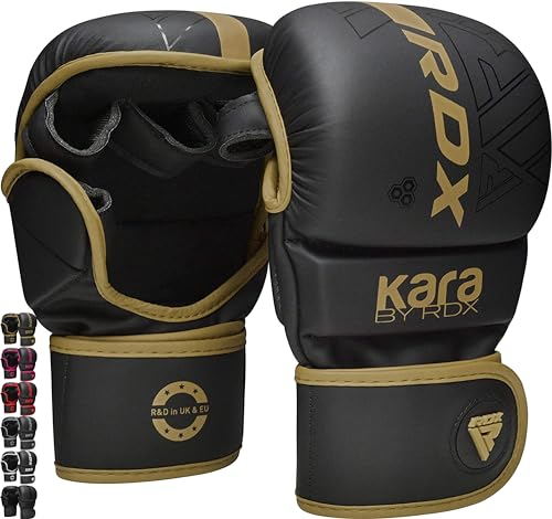 RDX MMA Handschuhe für Kampfsport Grappling Training, Maya Hide Leder Kara Sparring Handschuhe, Punchinghandschuhe für Muay Thai, Kickboxen, Freefight, Boxsack Gloves (MEHRWEG)