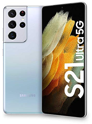 Samsung Smartphone Galaxy S21 Ultra 5G Incl. Cargador, Pantalla AMOLED dinámica 2X de 6.8 Pulgadas, 5 cámaras, 256 GB de RAM, 5000 mAh, Dual SIM+eSIM, (2021) [versión Italiana], Plateado (Phantom