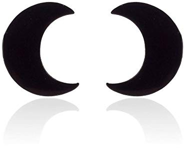 BlackAmazement 2er Set 316L Edelstahl Ohrstecker Sichel Mond Halbmong Crescent Moon Silber Schwarz Rose Gold Damen Herren (Schwarz)
