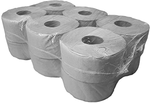 Netuno 12 x Toilettenpapier Großrolle Klopapier Toilettenpapi für Halter Abroller Grau 1-lagig für wc toilet Toiletten Reinigung Klo
