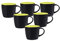 6 tazas de café grande con asa negras mate de 350ml, tazas de cerámica aptas para lavavajillas, para café, cacao, latte, té, regalo (AMARILLO)