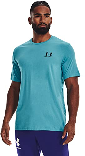 Under Armour Men's Sportstyle Left Chest Short-sleeve T-shirt Short Sleeve, (433) Glacier Blue / Black / Black, XXL