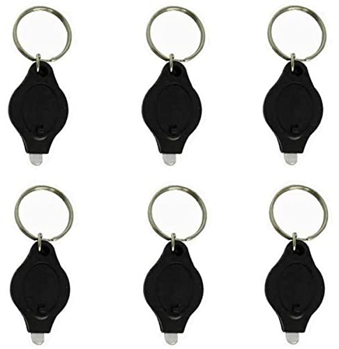 MACHSWON 6PCS Mini Keychain Torches Flashlight UV Money Checker Key-Chain LED Money Detector Light Key Ring Light Torch Black