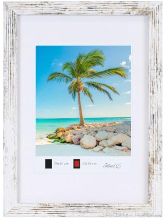 Holz Bilderrahmen Plexi Lifestyle Foto Rahmen Collage Wanddeko Poster HR25: Farbe: Shabby Weiß | Format: 40x40