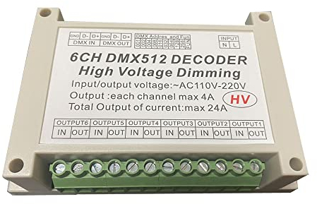 6CH AC Triac Dimmer High Voltage DMX512 Decoder Controller AC Triac DMX Dimmer AC110-220V