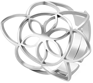 kkjoy Durchbrochener Ring mit 6 Blütenblättern, Edelstahl, verstellbar, offene Fingerringe, Schmuck, Geschenk für Frauen, charmante Damen
