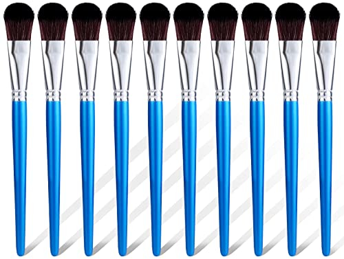 10pcs Mop Brush for Acrylic Painting, 1 Inch Oval Blending Brushes for Acrylic Painting, Paint Brushes with Wooden Handle for Acrylic Paint, Watercolor, Face and Body Art Painting
