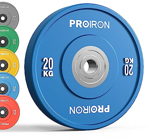 PROIRON Hantelscheiben, Olympic Bumper Plates 50mm, 5-25kg, Hartgummi, Hanteln Gewichtsscheiben nach IWF Standard