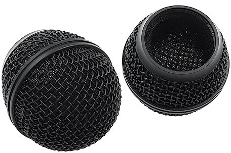 Moicstiy 2 mascherine nere per microfono in rete, ricambio per microfono a sfera, compatibili con SM58 SM58LC SV100 RK143G Wireless Vocal Mic Head Cover