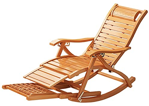 RALIRA Gartensessel, klappbarer Liegestuhl, Outdoor-Stuhl, Verstellbarer Bambus-Schaukelstuhl, Stühle, Liegestühle, klappbarer Schaukelstuhl, Liege-Klappstuhl, Bambus-Schaukelst