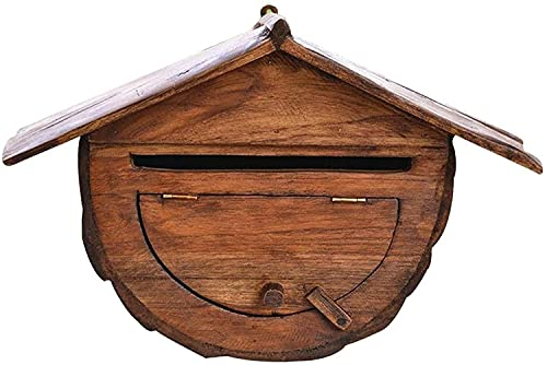 Briefkästen für den Außenbereich, rustikal, dekorativer Briefkasten für den Außenbereich, wandmontierter Briefkasten, regensicherer Briefkasten aus Holz, hängende Dekoration für das Haus, e