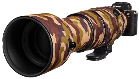 easyCover - Lens Protection Camouflage Cover - Objektivschutz - Schutz für Ihr Kameraobjektiv - Geeignet für Sigma 60-600mm F4.5-6.3 DG DN OS (E und L-Mount) - Braun Camouflage