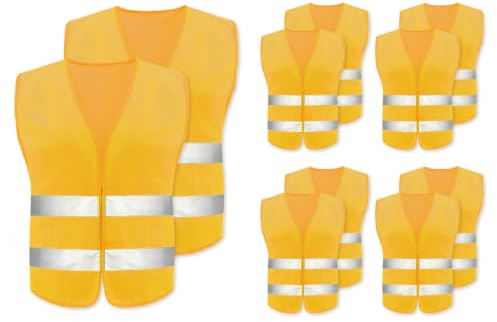 Abiyou 10 PCS Gilet di Sicurezza,Gilet Catarifrangente,Giubbotto di Sicurezza Riflettente,Gilet di Sicurezza ad Alta visibilità,per Cantiere,Assistenza Stradale,Conducenti,Addetti alla Pulizia