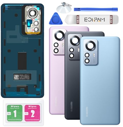 Eonpam Akkudeckel für Xiaomi 12 Pro 2201122C 2201122G Blau | Backcover Original Qualität Rückseite Akkudeckel Rückseite Glas Back Glass Backcover Glas mit Kameraglas Reparatur Set.