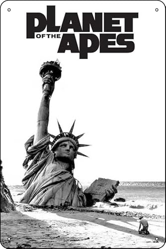 Filmposter Planet of the Apes (1968), Vintage-Design, Metall-Blechschild, Retro-Stil, Wandschild, Dekoration, Metallschild, 20,3 x 30,5 cm