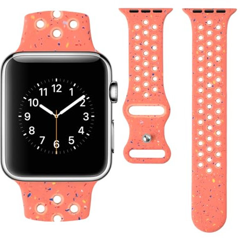 Shesyuki Sport Band Compatible with Apple Watch Band 42mm 44mm 45mm 49mm for Women Men, Breathable Soft Silicone Strap for iWatch Series SE 9 8 7 6 5 4 3 2 1 Ultra 1 2(pink)