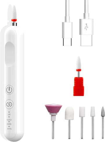 NIKOOCARE Portable Cordless Nail Drill Manicure Pedicure Drill Acrylic Gel Nail Shape Tools Nail Grinding Machine with Spotlight White