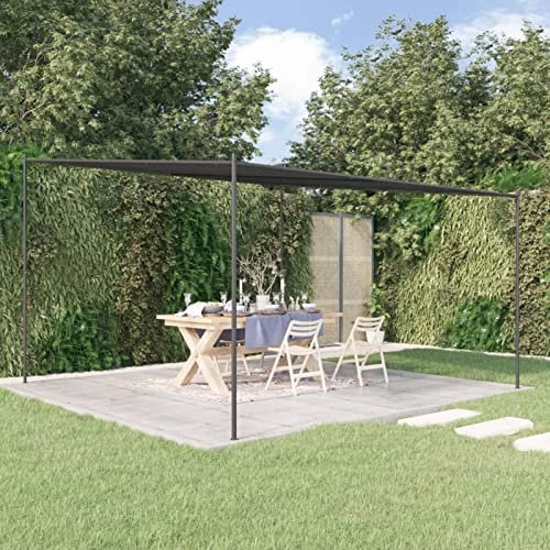 ShGaxin Tonnelle d'extérieur - Pergola de jardin - Pergola de jardin - Pergola de jardin - En acier et tissu gris anthracite - 4 x 4 m - 180 g/m²