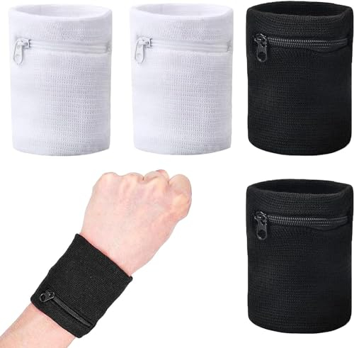 Sport Handgelenk Tasche,Sport Handgelenktasche,Handgelenktasche mit Reißverschluss für Männer Frauen,für Jogging Fitness Laufen Radfahren Fußball Basketball (Schwarz+Weiß)