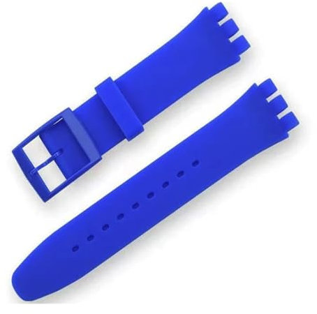 LKQASD 16 mm 17 mm 19 mm 20 mm Bracelet en silicone souple Bracelet de montre coloré compatible avec le bracelet de montre Swatch Accessoires de montres de remplacement avec outil ( Color : Blue , Siz