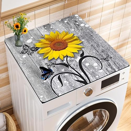 IWTBNOA Funda para lavadora, 60 x 60 cm, suave y recortable, universal, antideslizante, para lavadora, secadora, baños, cocina
